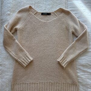Lauren Ralph Lauren Women's V-Neck Sweater in Cream